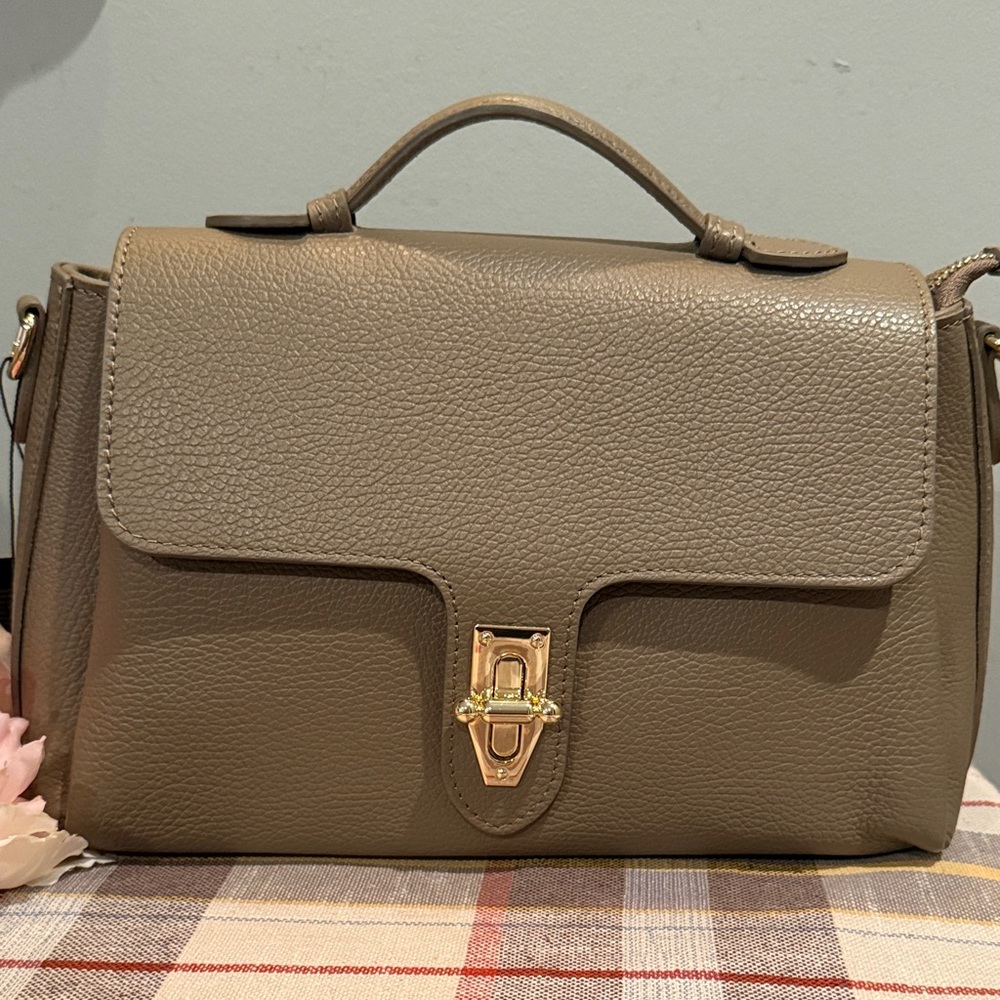 Silvano Borgatti Chic Taupe Leather Satchel ‘Made in Italy’ - NWT